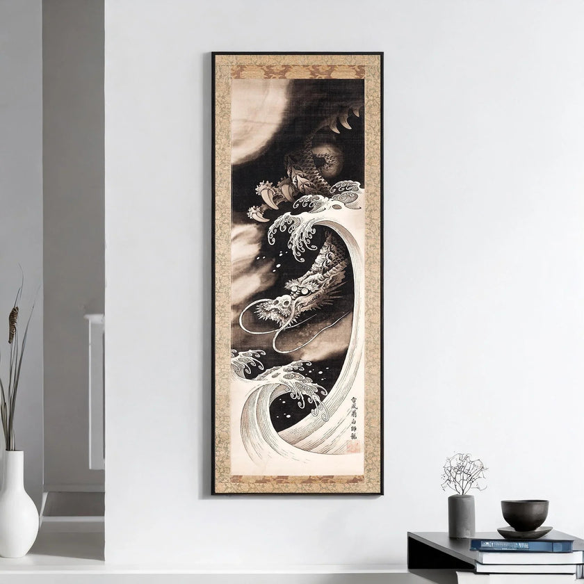 Japanese Dragon Art Print: Vintage Soga Sohaku Giclee Artwork