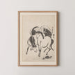 Japanese Horse Print: Utagawa Kitamaro Vintage Sketch Art