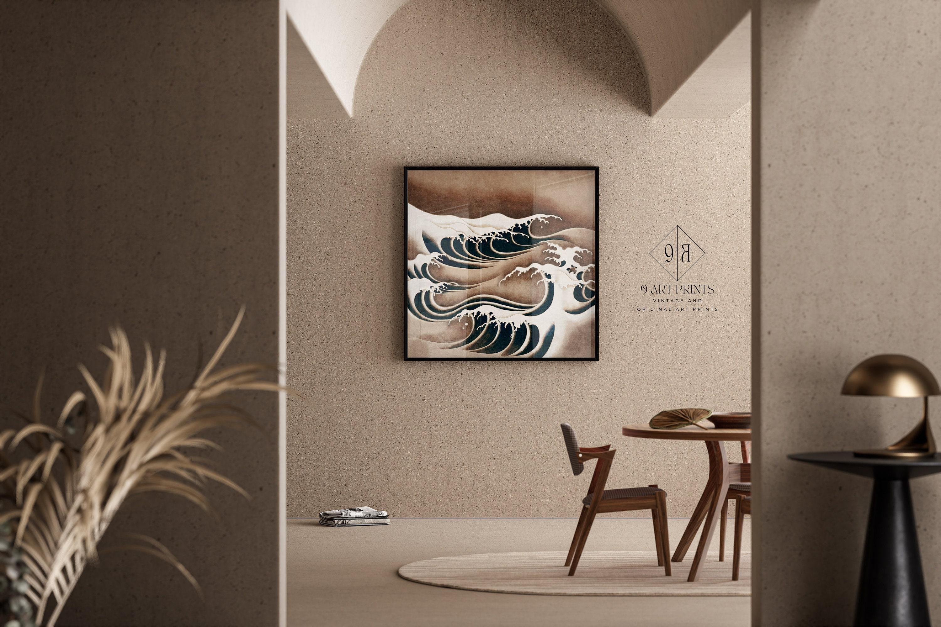 Japanese Waves Art Print: Vintage Swirling Ocean Giclee Print (1x1)