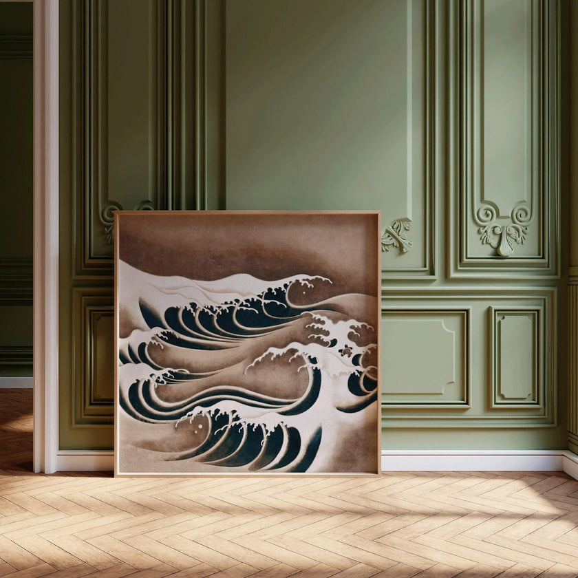 Japanese Waves Art Print: Vintage Swirling Ocean Giclee Print (1x1)