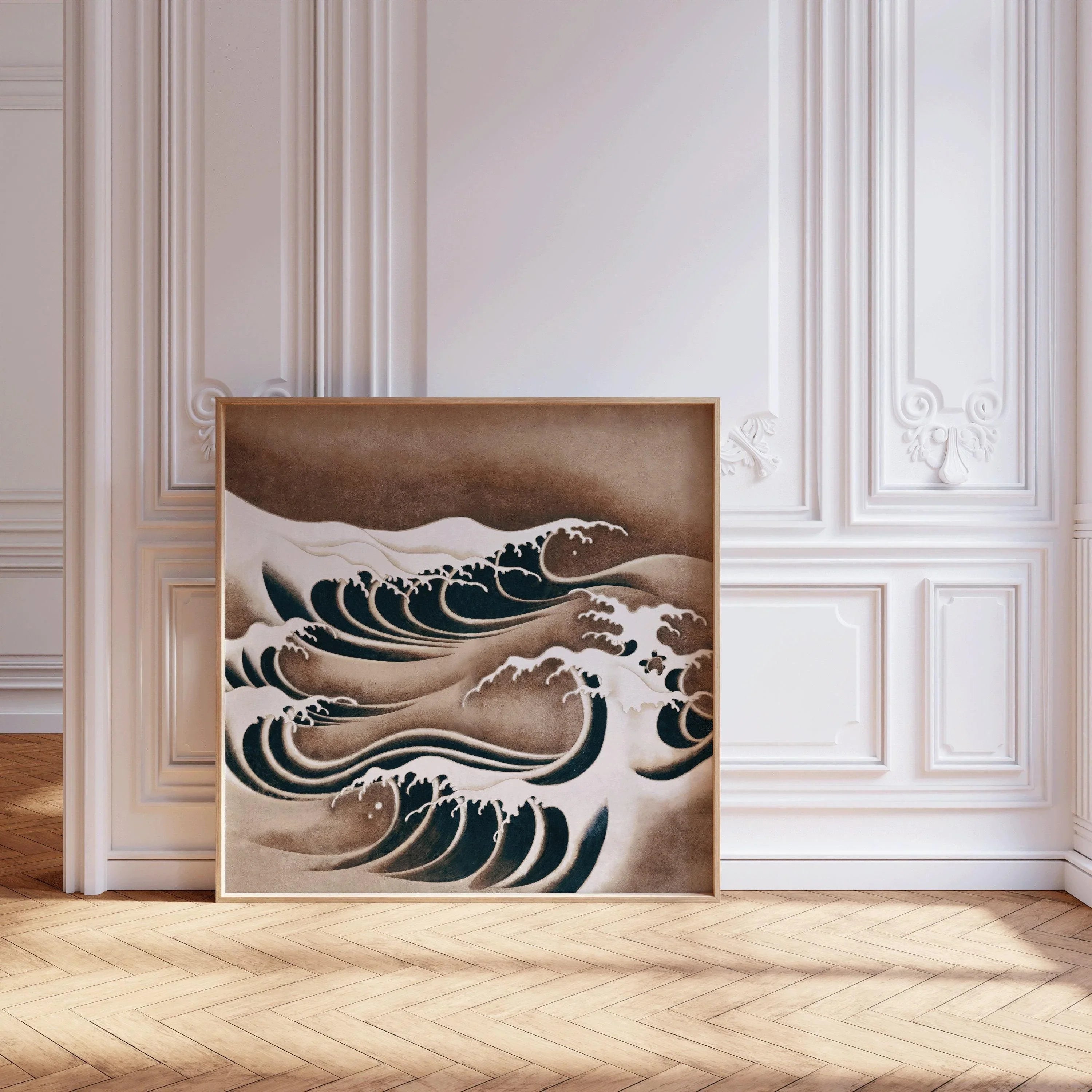 Japanese Waves Art Print: Vintage Swirling Ocean Giclee Print (1x1)