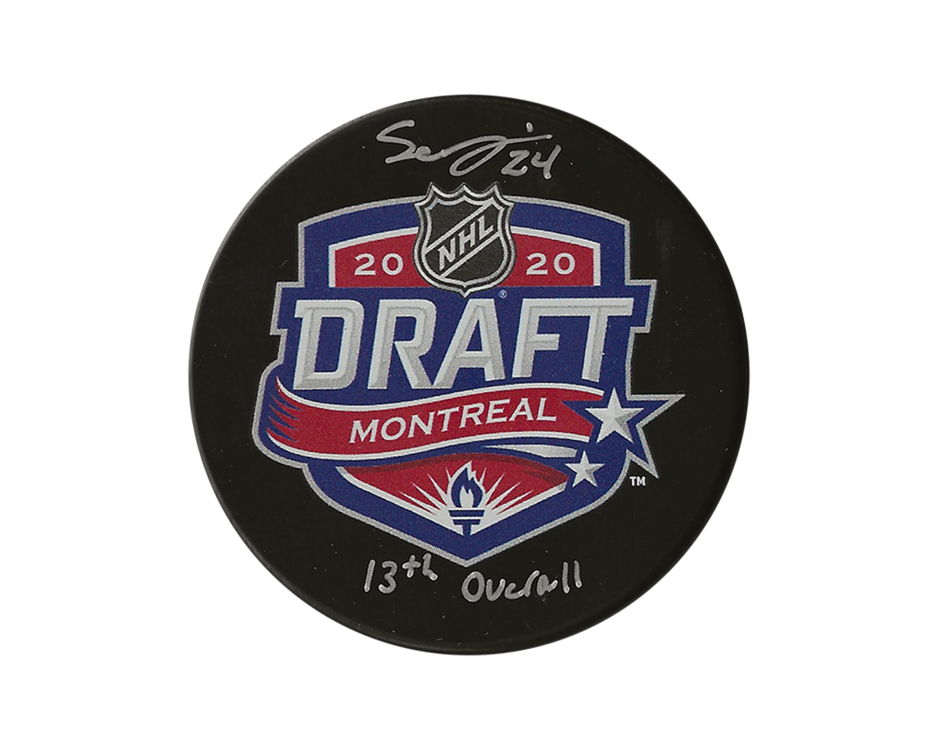 Seth Jarvis Autographed 2020 NHL Draft Puck Inscribed 