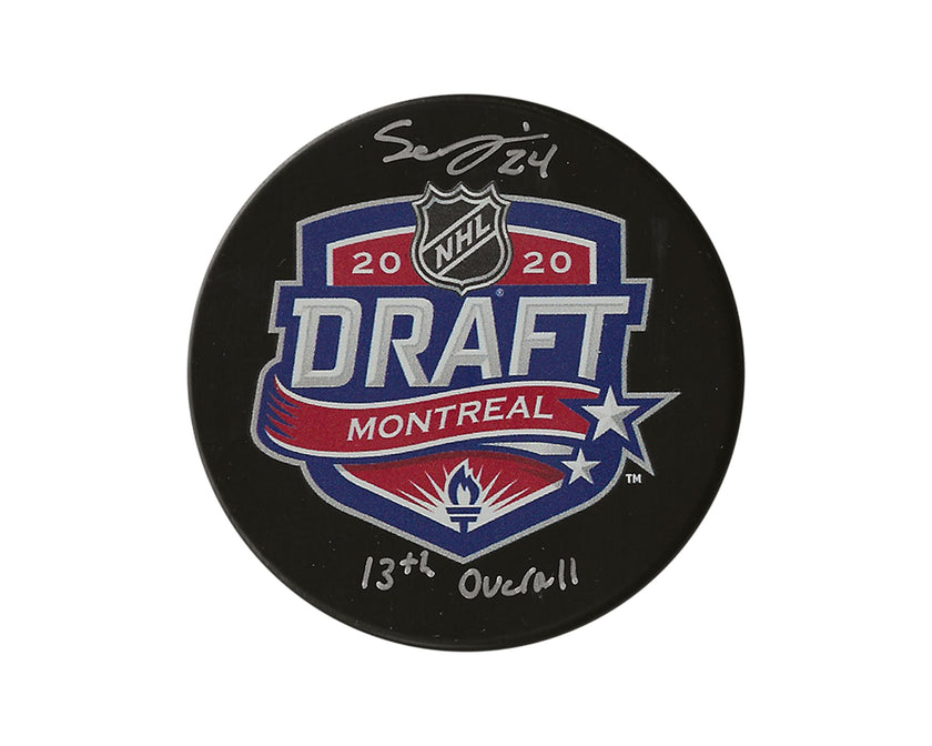 Seth Jarvis Autographed 2020 NHL Draft Puck Inscribed 
