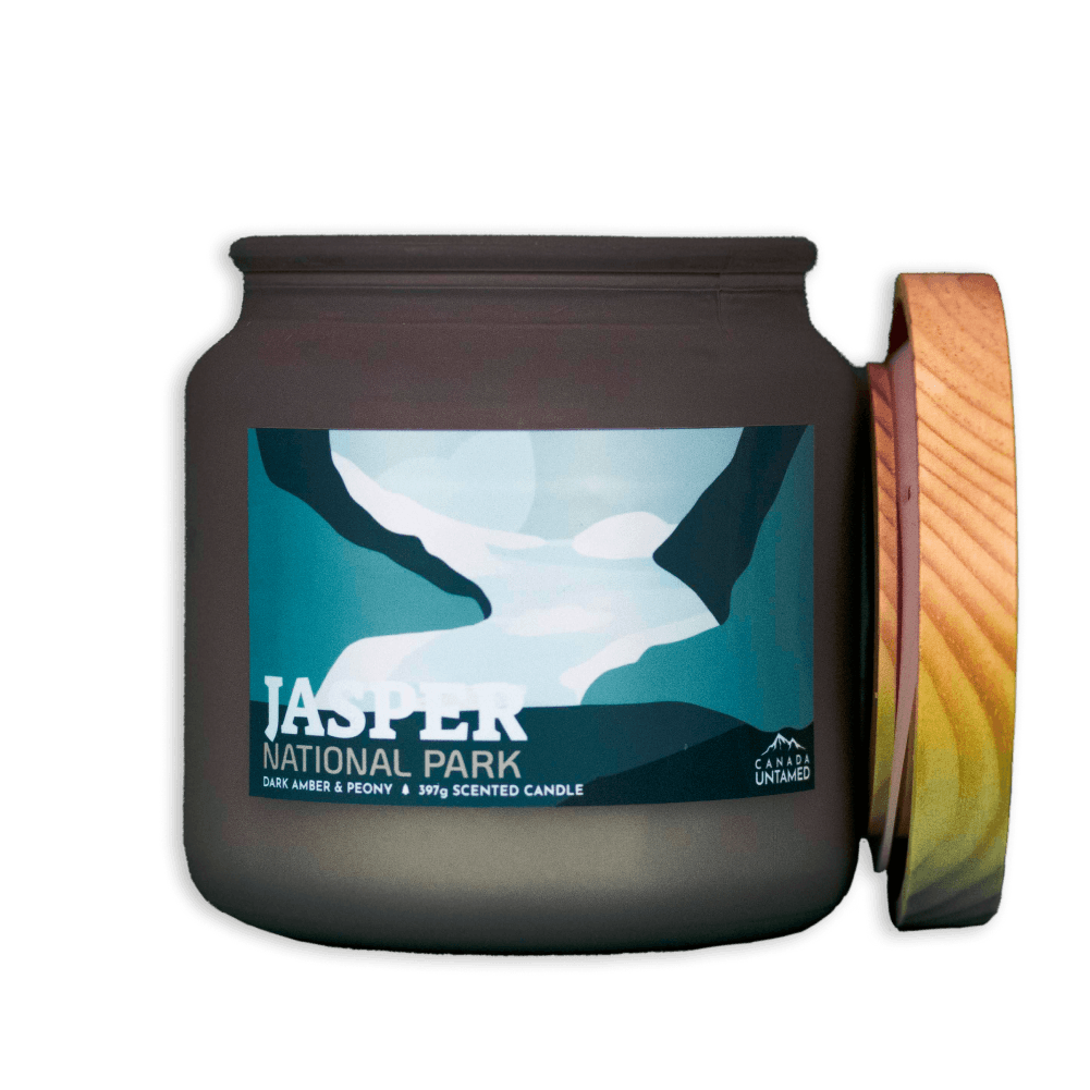 Jasper National Park 'DARK AMBER & PEONY' Scented Candle, Canada Parks