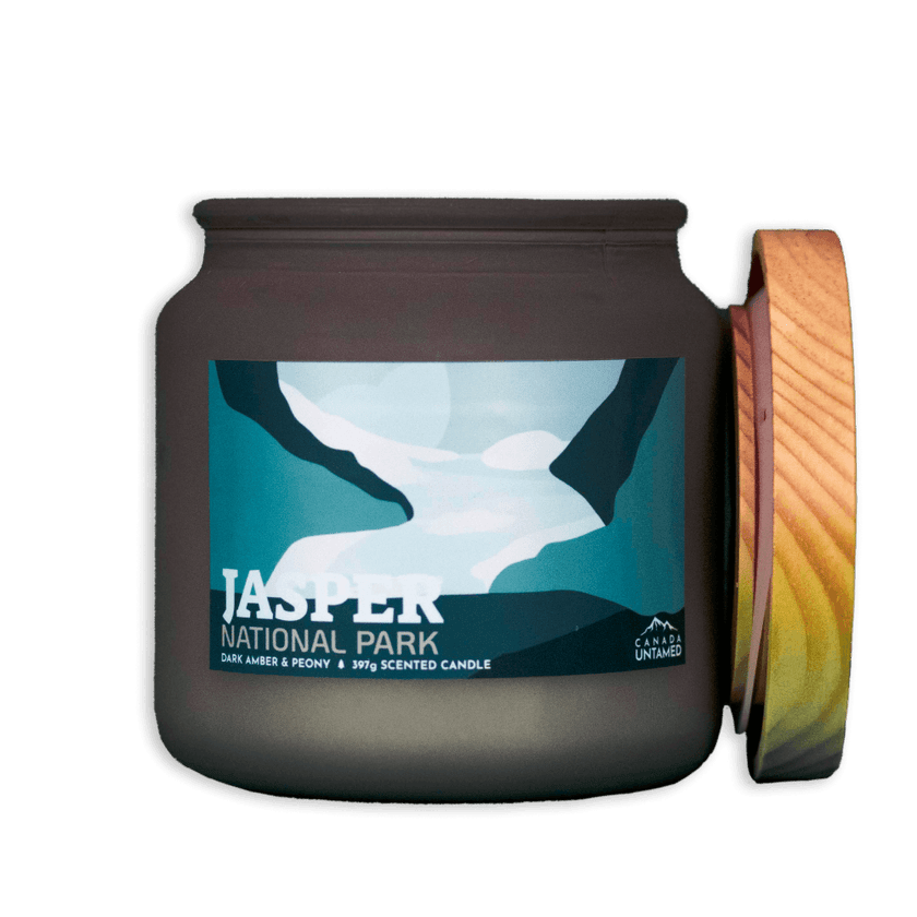 Jasper National Park 'DARK AMBER & PEONY' Scented Candle, Canada Parks