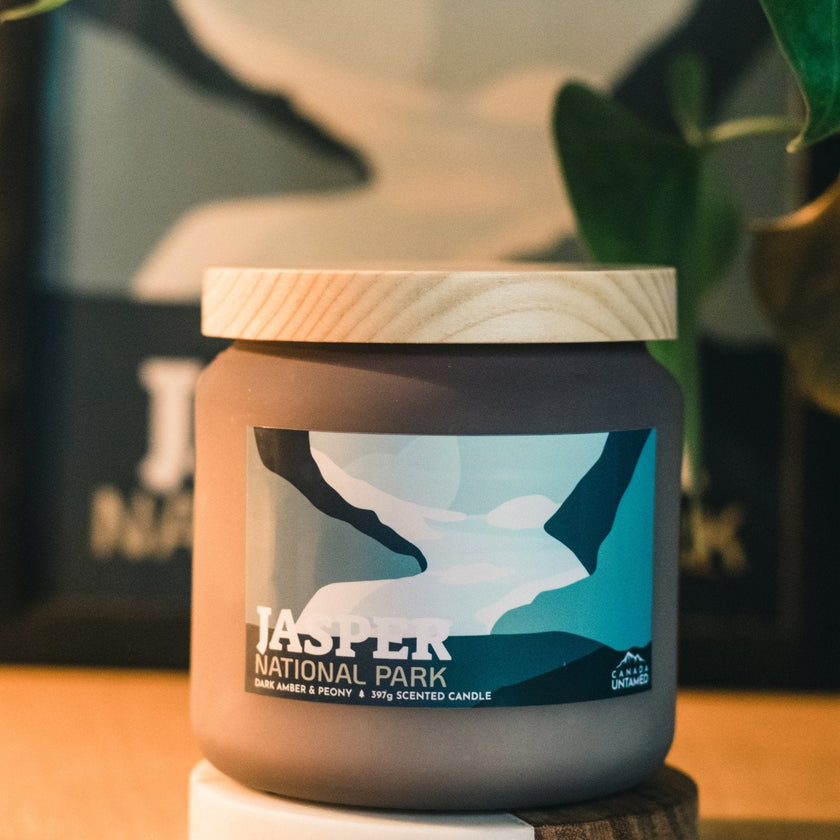 Jasper National Park 'DARK AMBER & PEONY' Scented Candle, Canada Parks