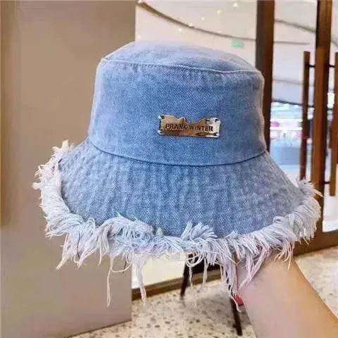 Jean Fisherman Hat Women's Spring And Summer Thin Washed Old Frayed Edge Bucket Hat Outdoor
