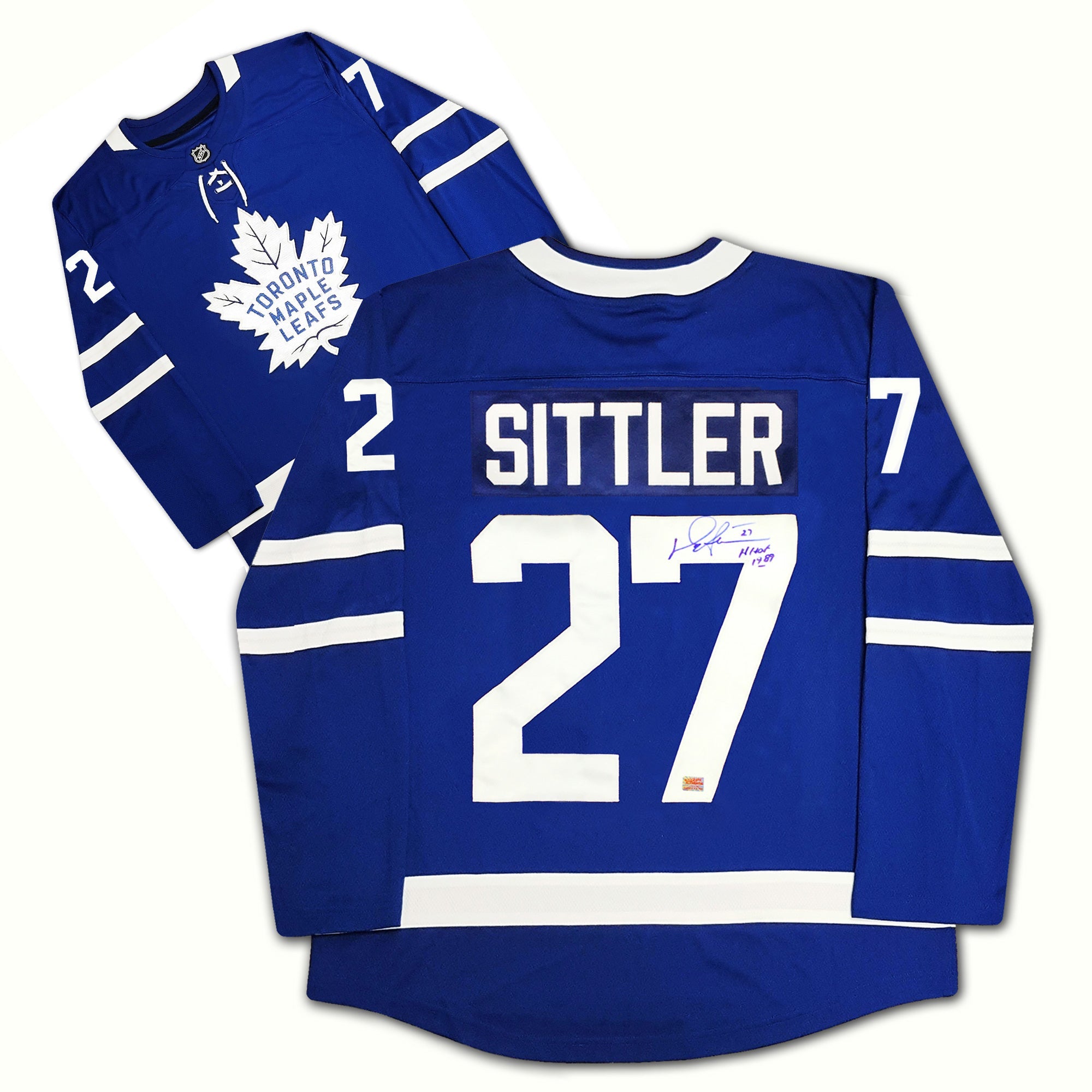 DARRYL SITTLER AUTOGRAPHED TORONTO MAPLE LEAFS BLUE JERSEY – SIGNED NHL HOCKEY MEMORABILIA COLLECTIBLE (SIZE L OR XL)