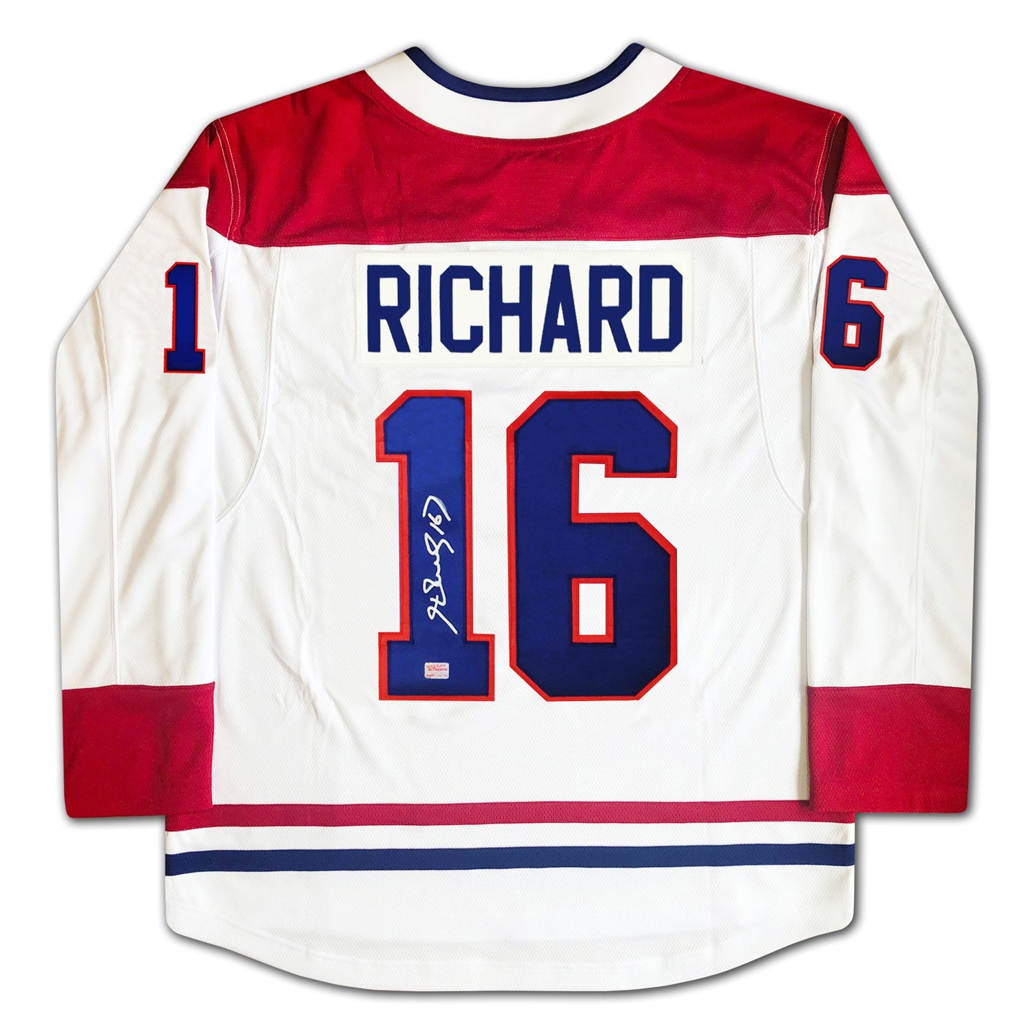 HENRI RICHARD AUTOGRAPHED MONTREAL CANADIENS WHITE JERSEY – SIGNED NHL HOCKEY MEMORABILIA COLLECTIBLE (SIZE L OR XL)