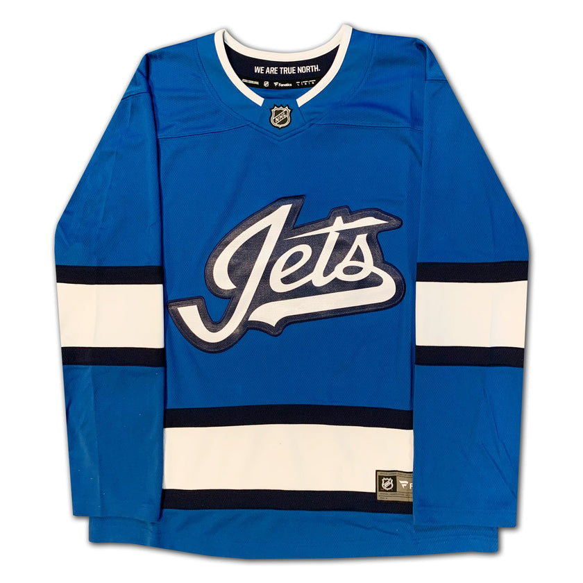 BOBBY HULL AUTOGRAPHED WINNIPEG JETS BLUE ALTERNATE JERSEY – SIGNED NHL HOCKEY MEMORABILIA COLLECTIBLE (SIZE L OR XL)