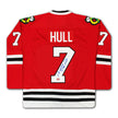 BOBBY HULL AUTOGRAPHED CHICAGO BLACKHAWKS RED JERSEY #7 – SIGNED NHL HOCKEY MEMORABILIA COLLECTIBLE (SIZE L OR XL)