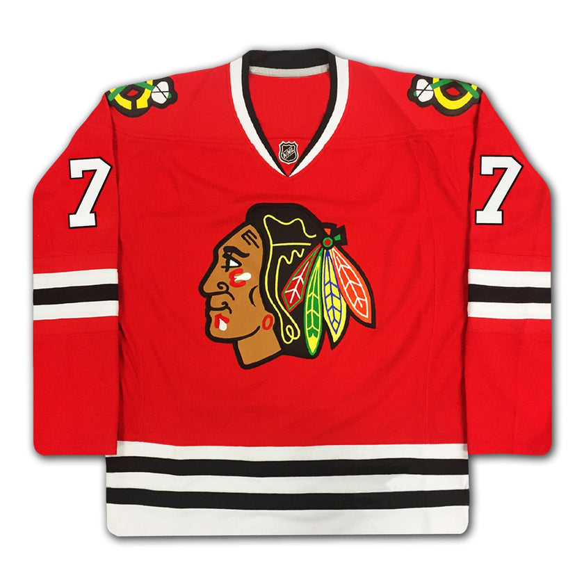 BOBBY HULL AUTOGRAPHED CHICAGO BLACKHAWKS RED JERSEY #7 – SIGNED NHL HOCKEY MEMORABILIA COLLECTIBLE (SIZE L OR XL)