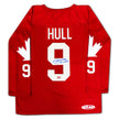 BOBBY HULL AUTOGRAPHED TEAM CANADA RED JERSEY – SIGNED NHL HOCKEY MEMORABILIA COLLECTIBLE (SIZE L OR XL)