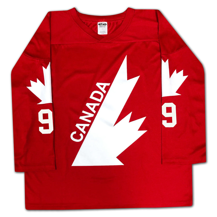 BOBBY HULL AUTOGRAPHED TEAM CANADA RED JERSEY – SIGNED NHL HOCKEY MEMORABILIA COLLECTIBLE (SIZE L OR XL)
