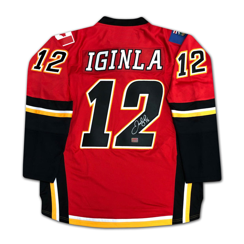 JAROME IGINLA AUTOGRAPHED CALGARY FLAMES RED JERSEY – HHOF 2020 – SIGNED NHL HOCKEY MEMORABILIA COLLECTIBLE (SIZE L OR XL)