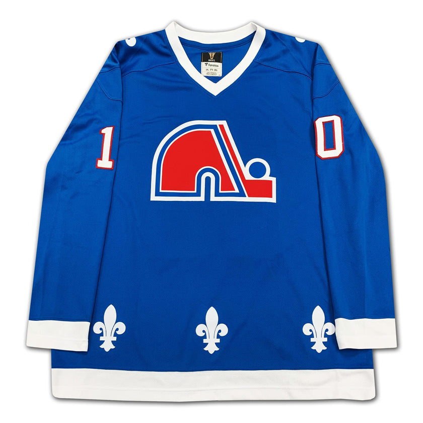 GUY LAFLEUR AUTOGRAPHED QUEBEC NORDIQUES BLUE JERSEY – SIGNED NHL HOCKEY MEMORABILIA COLLECTIBLE (SIZE L OR XL)