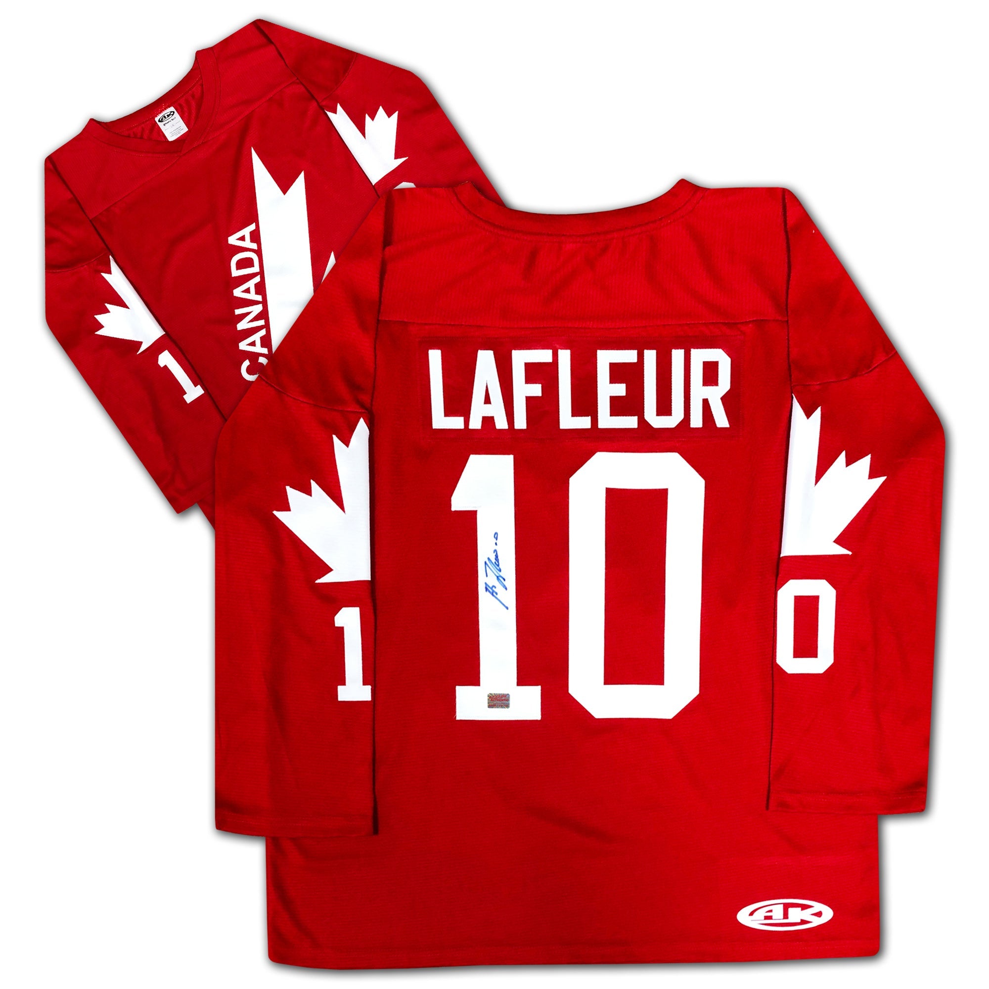 GUY LAFLEUR AUTOGRAPHED TEAM CANADA 1976 RED JERSEY – SIGNED NHL & INTERNATIONAL HOCKEY MEMORABILIA (SIZE L OR XL)