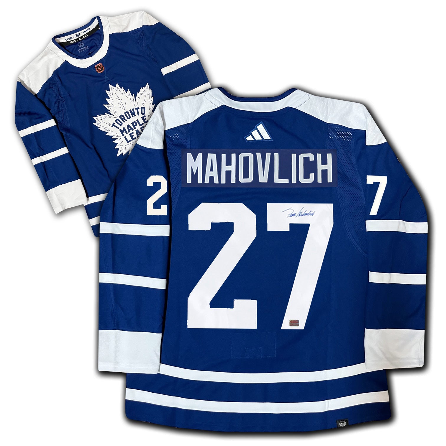 FRANK MAHOVLICH AUTOGRAPHED TORONTO MAPLE LEAFS REVERSE RETRO BLUE JERSEY – SIGNED NHL HOCKEY MEMORABILIA COLLECTIBLE (SIZE L OR XL)