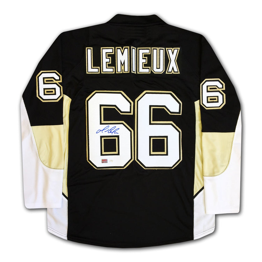 MARIO LEMIEUX AUTOGRAPHED PITTSBURGH PENGUINS BLACK JERSEY – SIGNED NHL HOCKEY MEMORABILIA COLLECTIBLE (SIZE L OR XL)