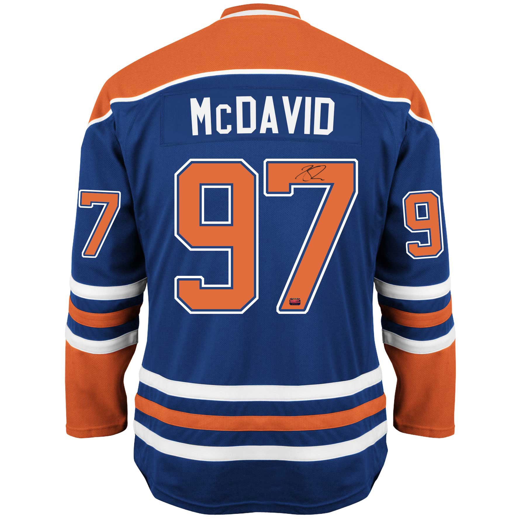 CONNOR MCDAVID AUTOGRAPHED EDMONTON OILERS BLUE JERSEY - SIGNED NHL HOCKEY MEMORABILIA COLLECTIBLE WITH COA (SIZE L OR XL) - UPPER DECK AUTHENTICATED UDA COA
