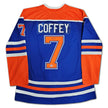 PAUL COFFEY AUTOGRAPHED EDMONTON OILERS BLUE JERSEY – SIGNED NHL HOCKEY MEMORABILIA COLLECTIBLE (SIZE L OR XL)