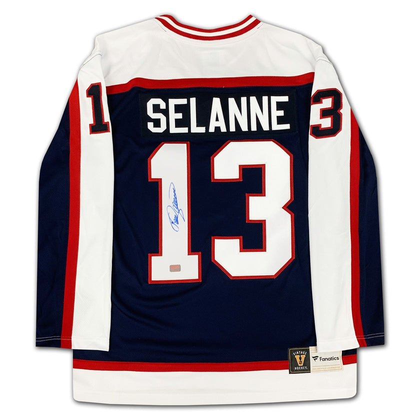 TEEMU SELANNE AUTOGRAPHED WINNIPEG JETS WHITE JERSEY – SIGNED NHL HOCKEY MEMORABILIA COLLECTIBLE (SIZE L OR XL)