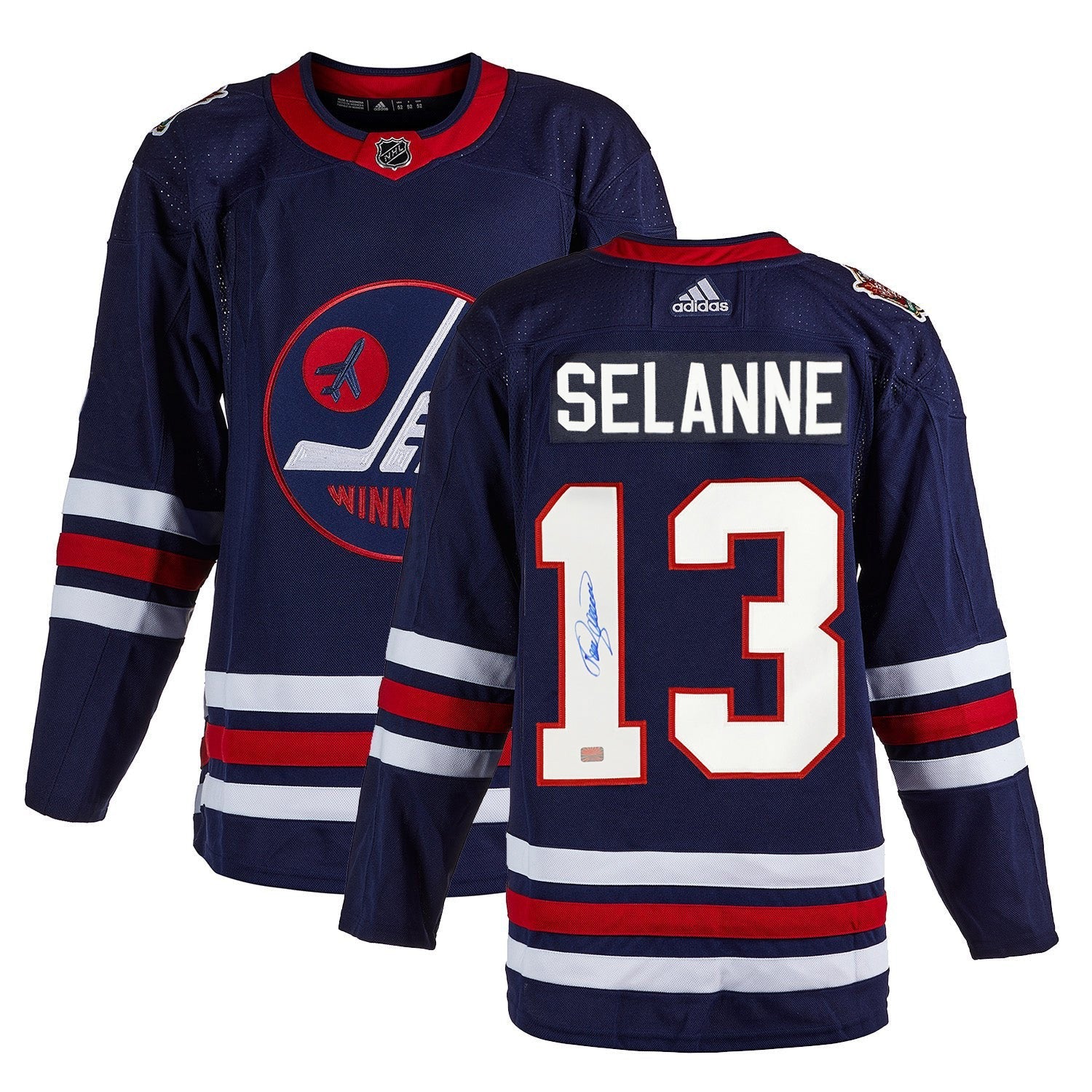 TEEMU SELANNE AUTOGRAPHED WINNIPEG JETS HERITAGE CLASSIC JERSEY – SIGNED NHL HOCKEY MEMORABILIA COLLECTIBLE (SIZE L OR XL)