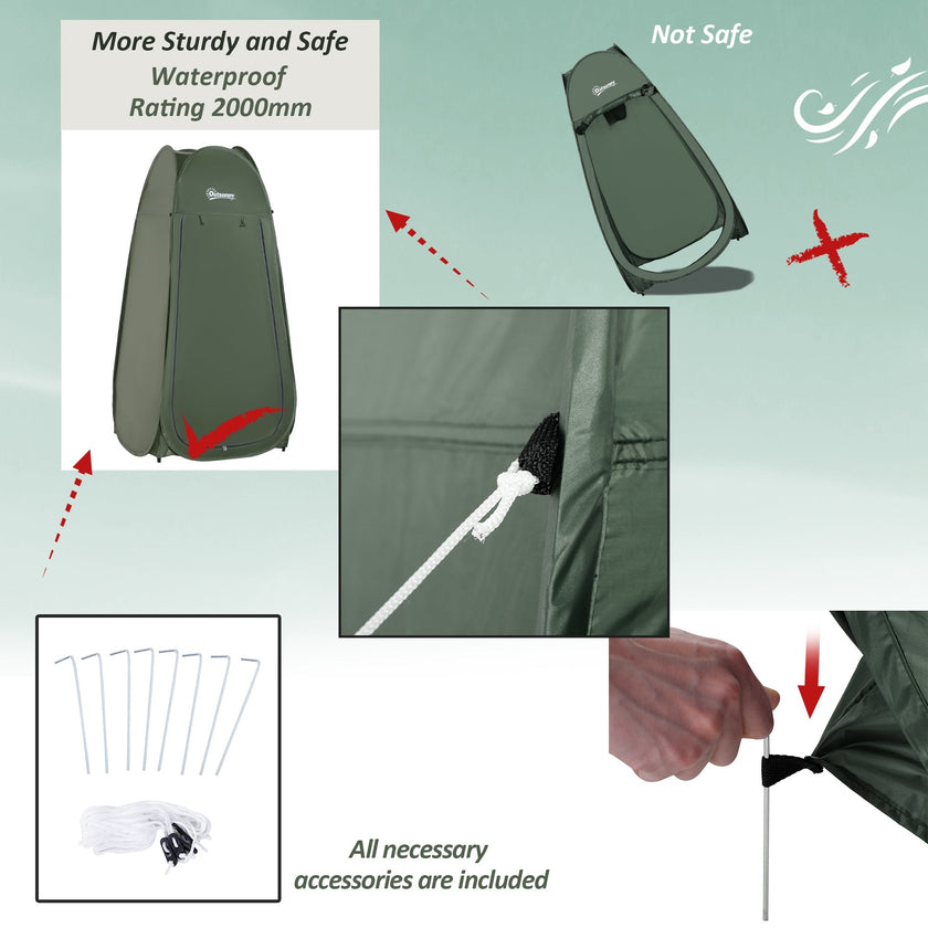 Outsunny Portable Pop Up Camping Shower Tent Dressing Changing Privacy Shelter Green