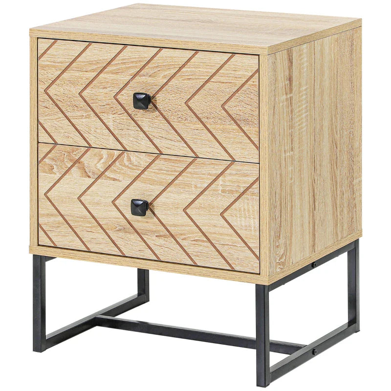Gabi Modern Nightstand with Drawers and Metal Legs-Natural
