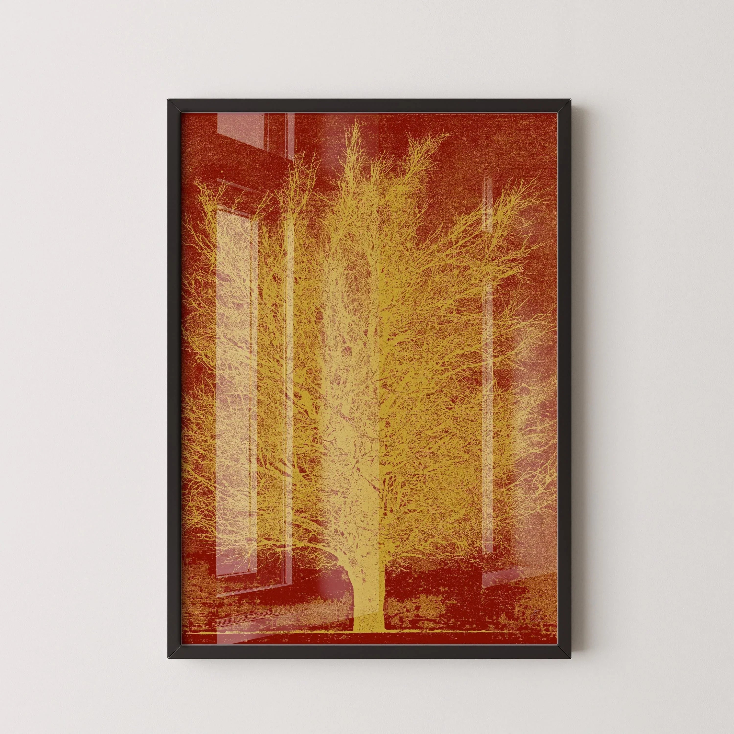 Joichi Hoshi Gold Tree Print: Vintage Japanese Woodblock Art
