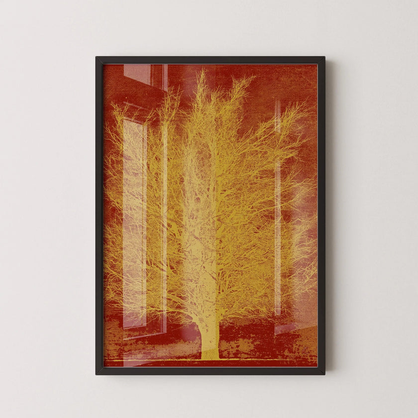 Joichi Hoshi Gold Tree Print: Vintage Japanese Woodblock Art