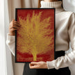 Joichi Hoshi Gold Tree Print: Vintage Japanese Woodblock Art