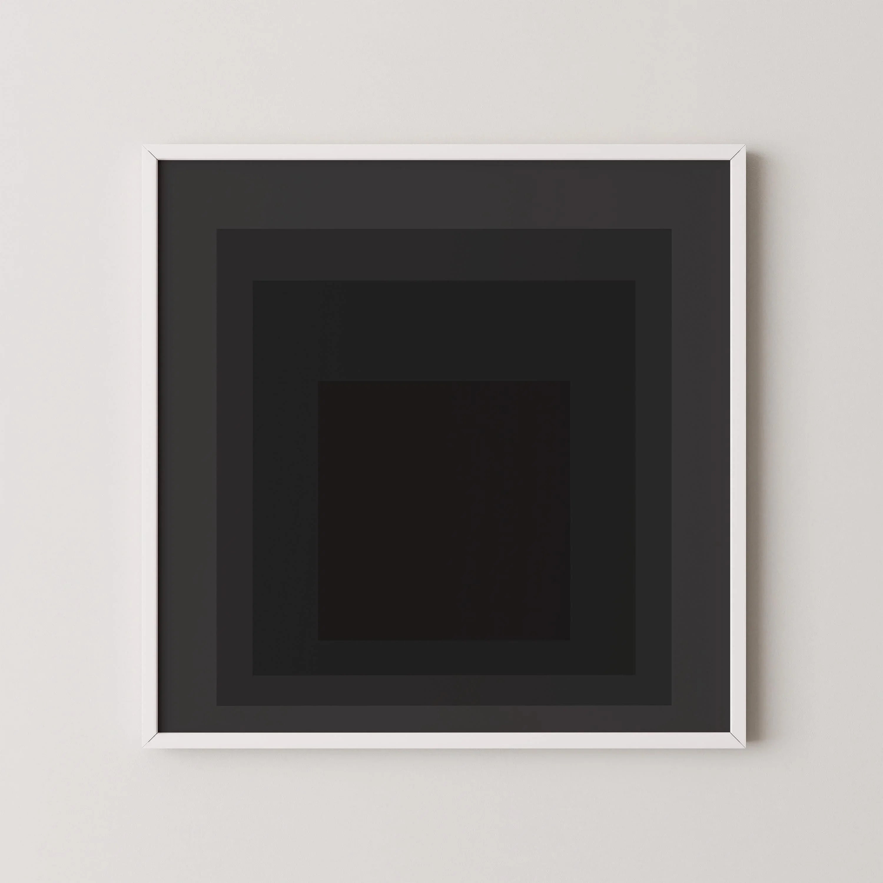Josef Albers Inspired 'Angel' Giclee Print: Mid-Century Modern Art, Black Homage to the Square