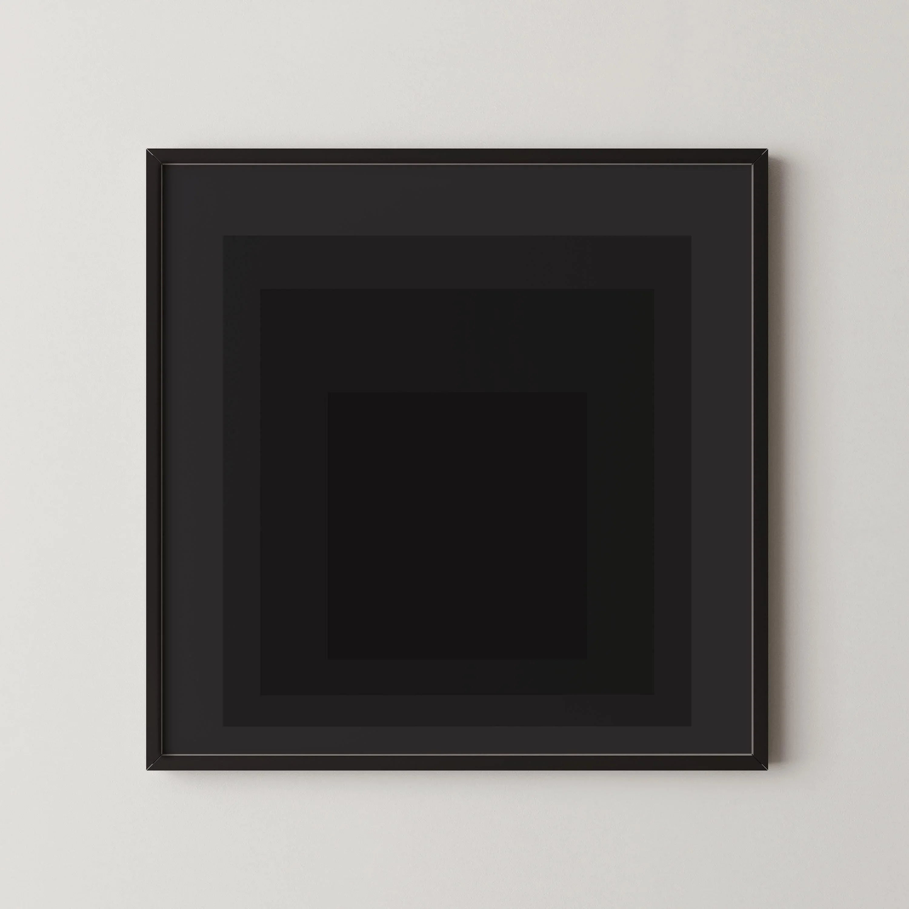 Josef Albers Inspired 'Angel' Giclee Print: Mid-Century Modern Art, Black Homage to the Square