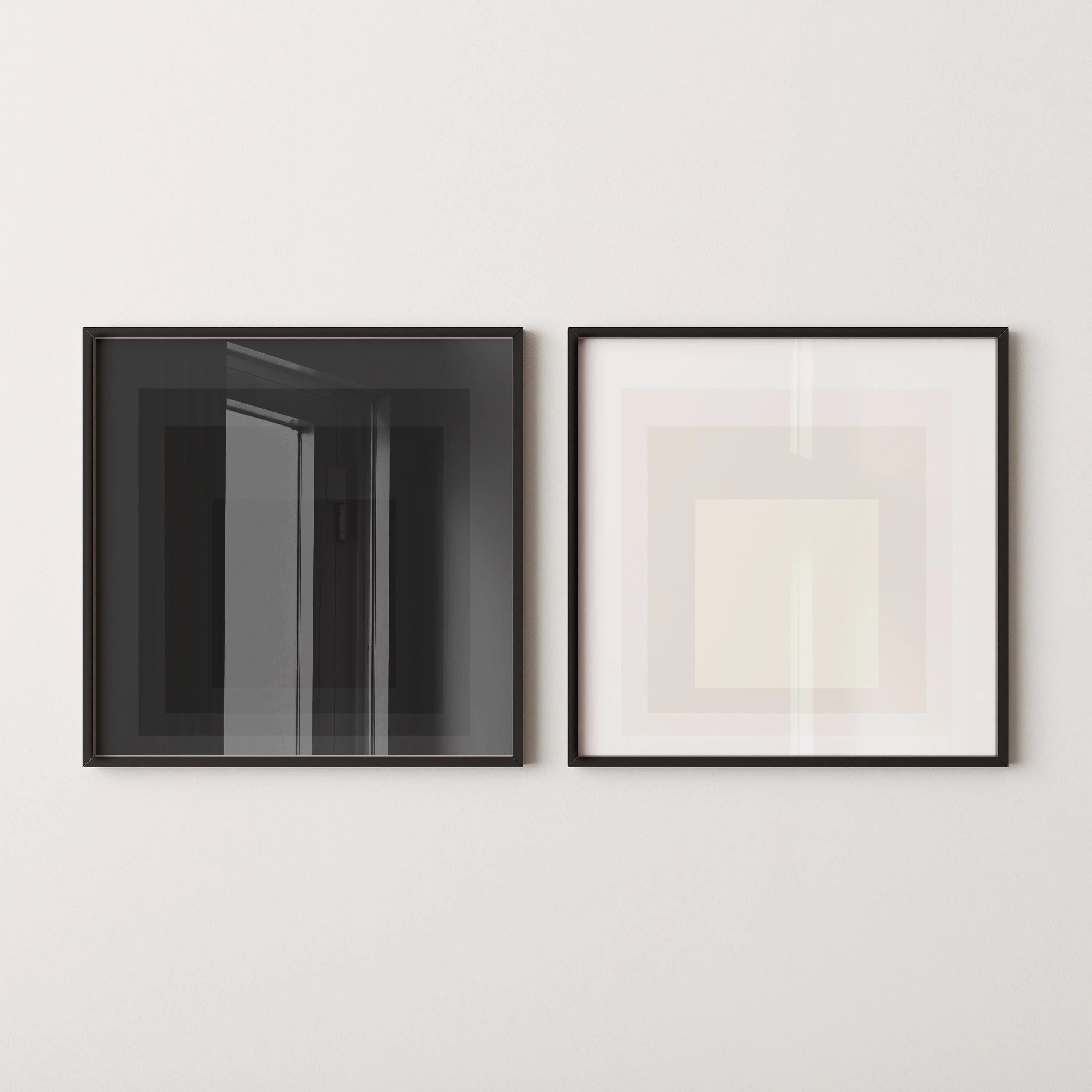 Josef Albers Inspired Art Print Set: Mid-Century Modern Square Duo