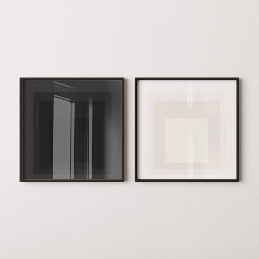 Josef Albers Inspired Art Print Set: Mid-Century Modern Square Duo