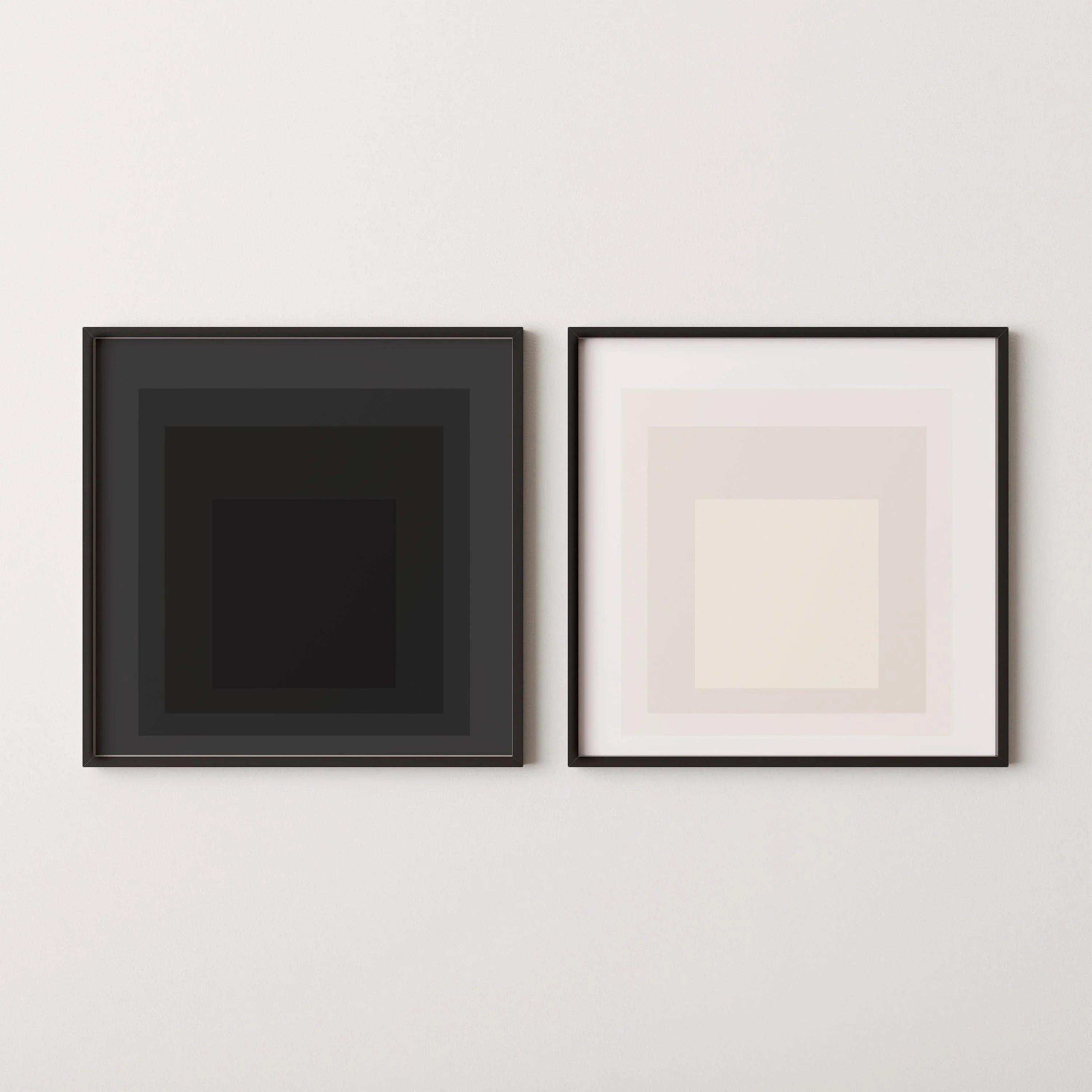Josef Albers Inspired Art Print Set: Mid-Century Modern Square Duo