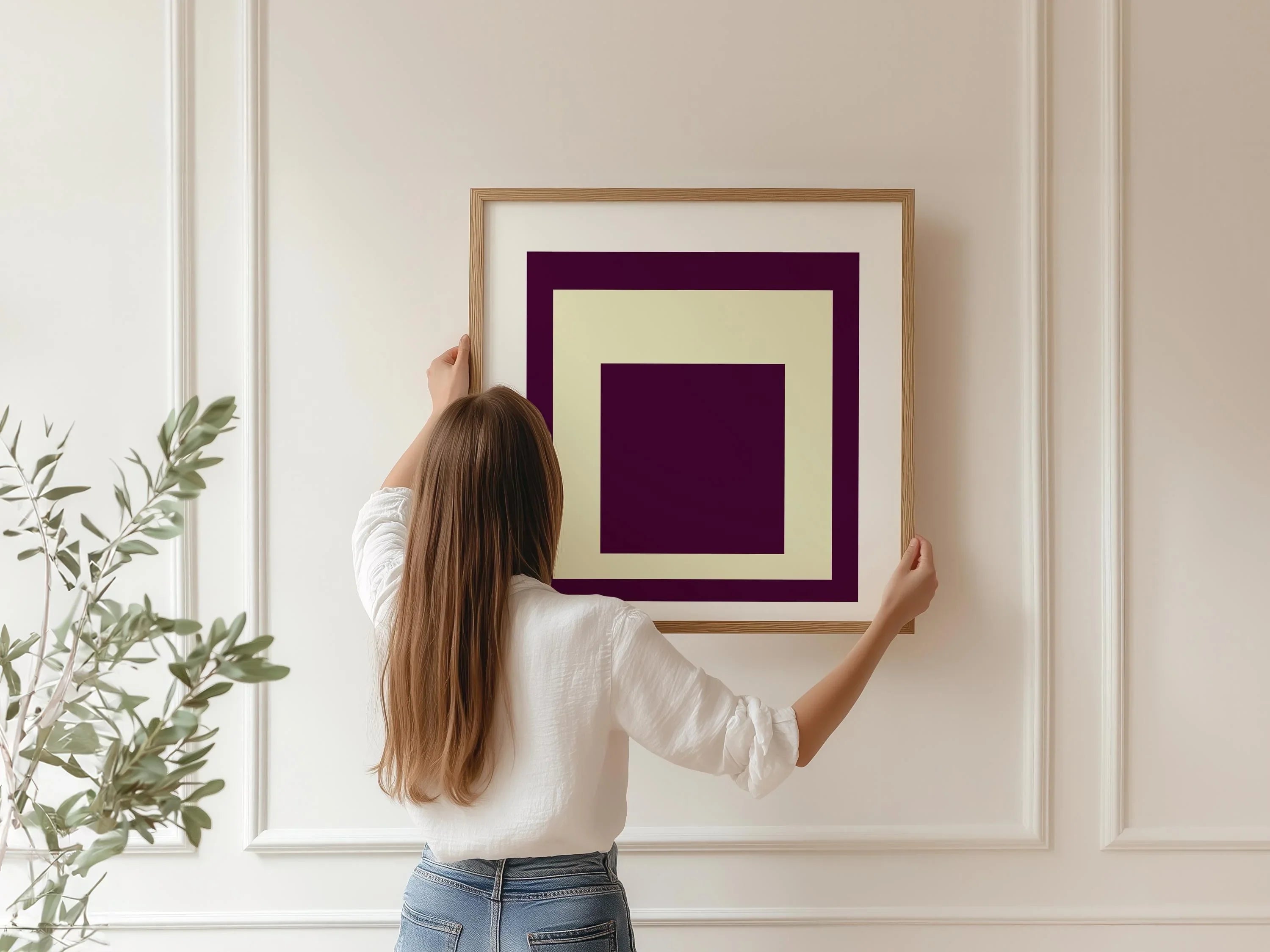 Josef Albers Inspired 'Dessert' Art Print 'Homage to the Square' Mid-Century Modern Giclee, Framed Option