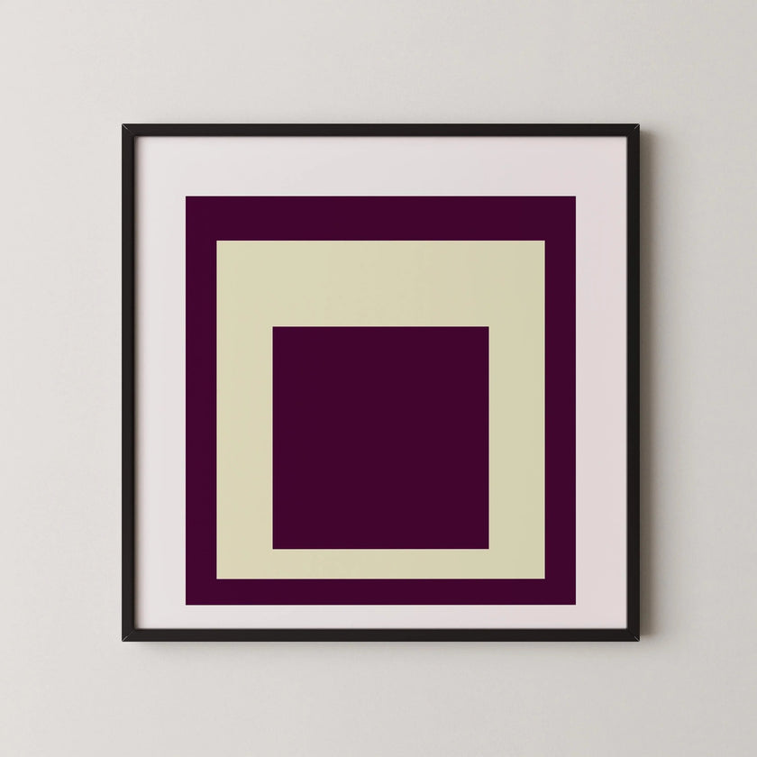 Josef Albers Inspired 'Dessert' Art Print 'Homage to the Square' Mid-Century Modern Giclee, Framed Option