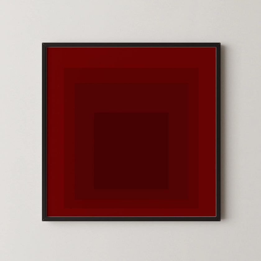 Josef Albers Inspired 'Flood' Giclee Print: Mid-Century Modern Art, Red Homage to the Square