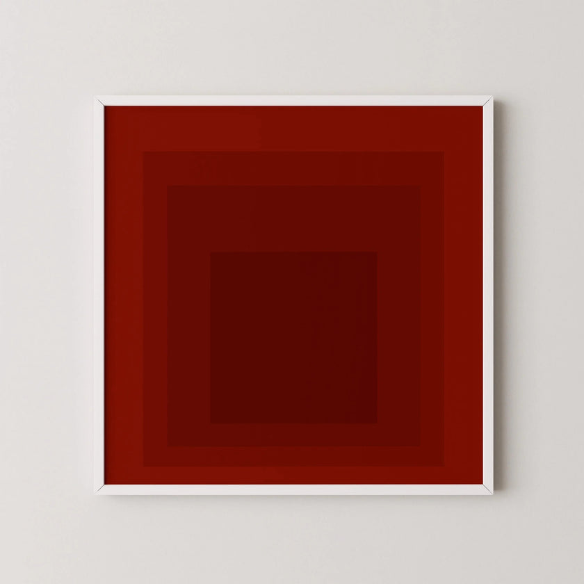 Josef Albers Inspired 'Flood' Giclee Print: Mid-Century Modern Art, Red Homage to the Square