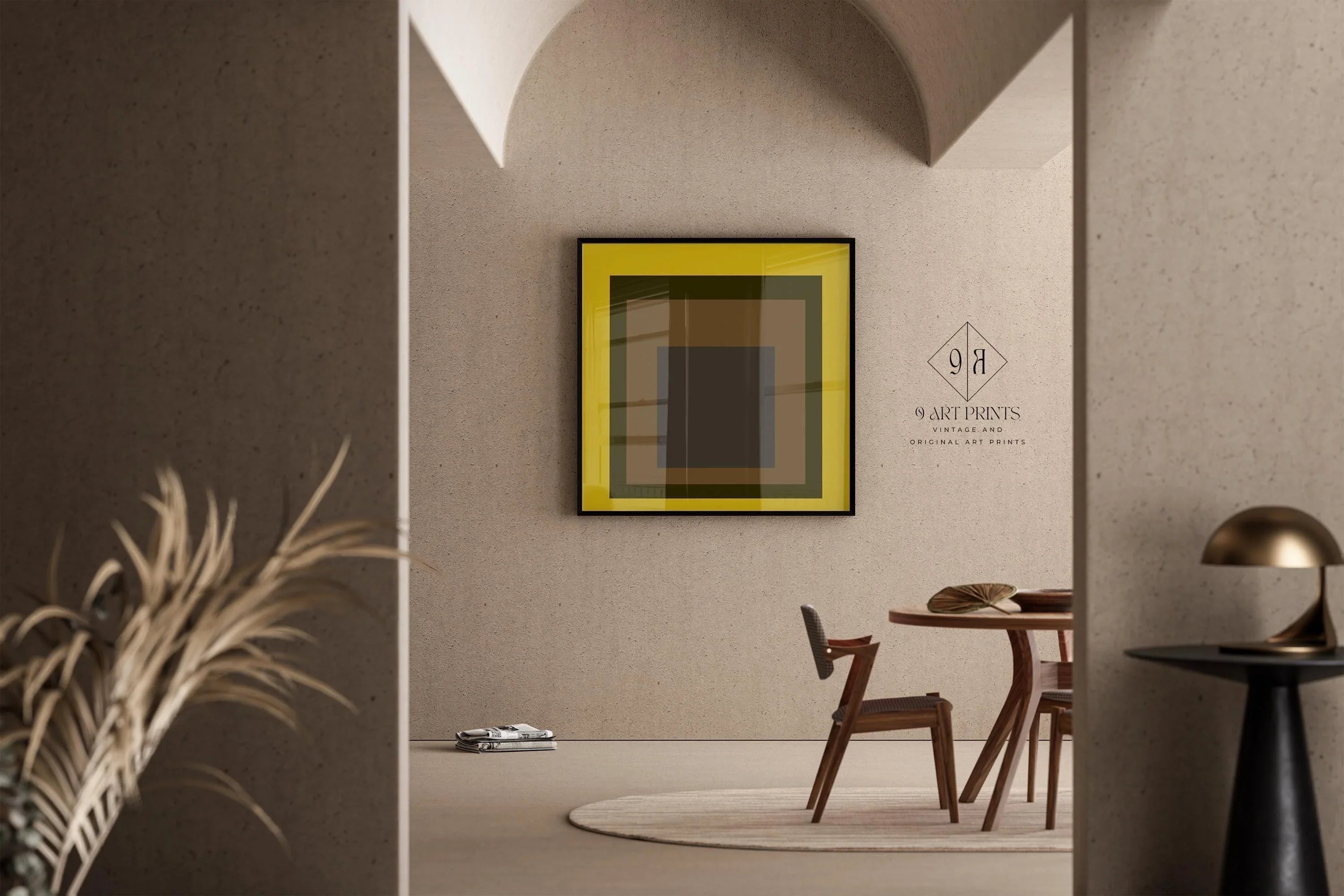 Josef Albers Inspired 'Harvest' Giclee Print: Mid-Century Modern Art, Mustard Yellow