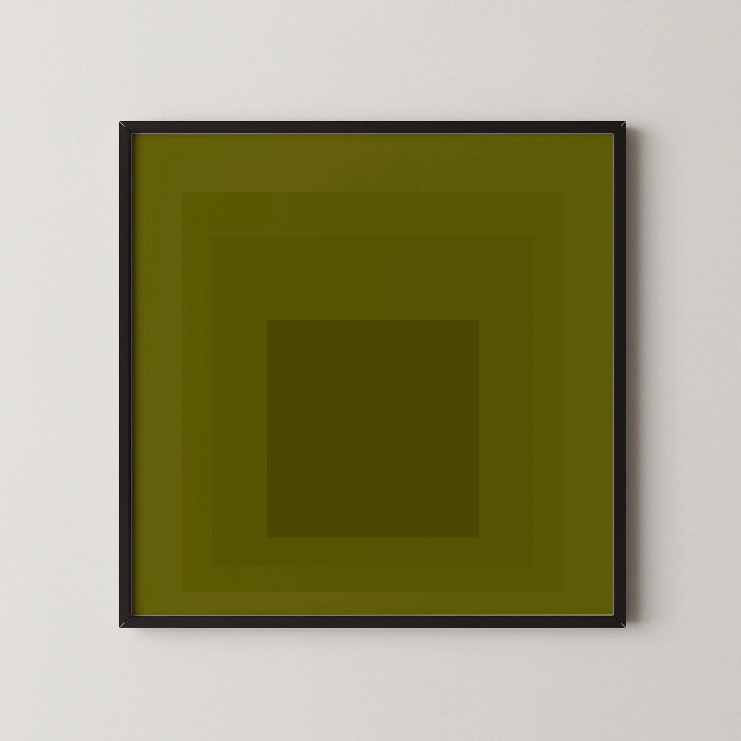 Josef Albers Inspired 'Homage to the Square' Giclee Print Mid-Century Modern Olive Green Art