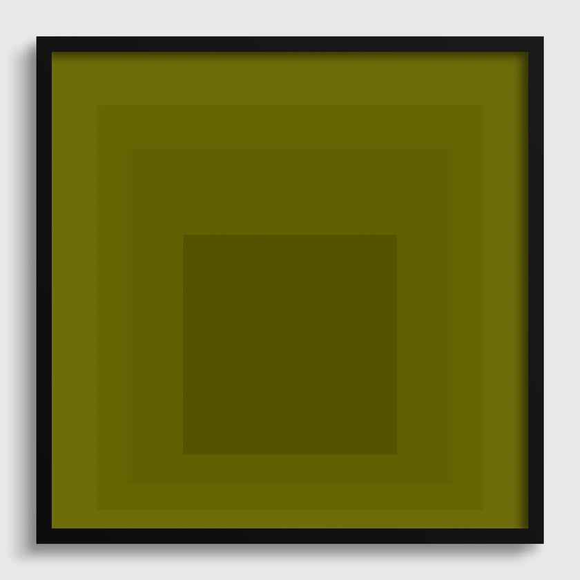 Josef Albers Inspired 'Homage to the Square' Giclee Print Mid-Century Modern Olive Green Art