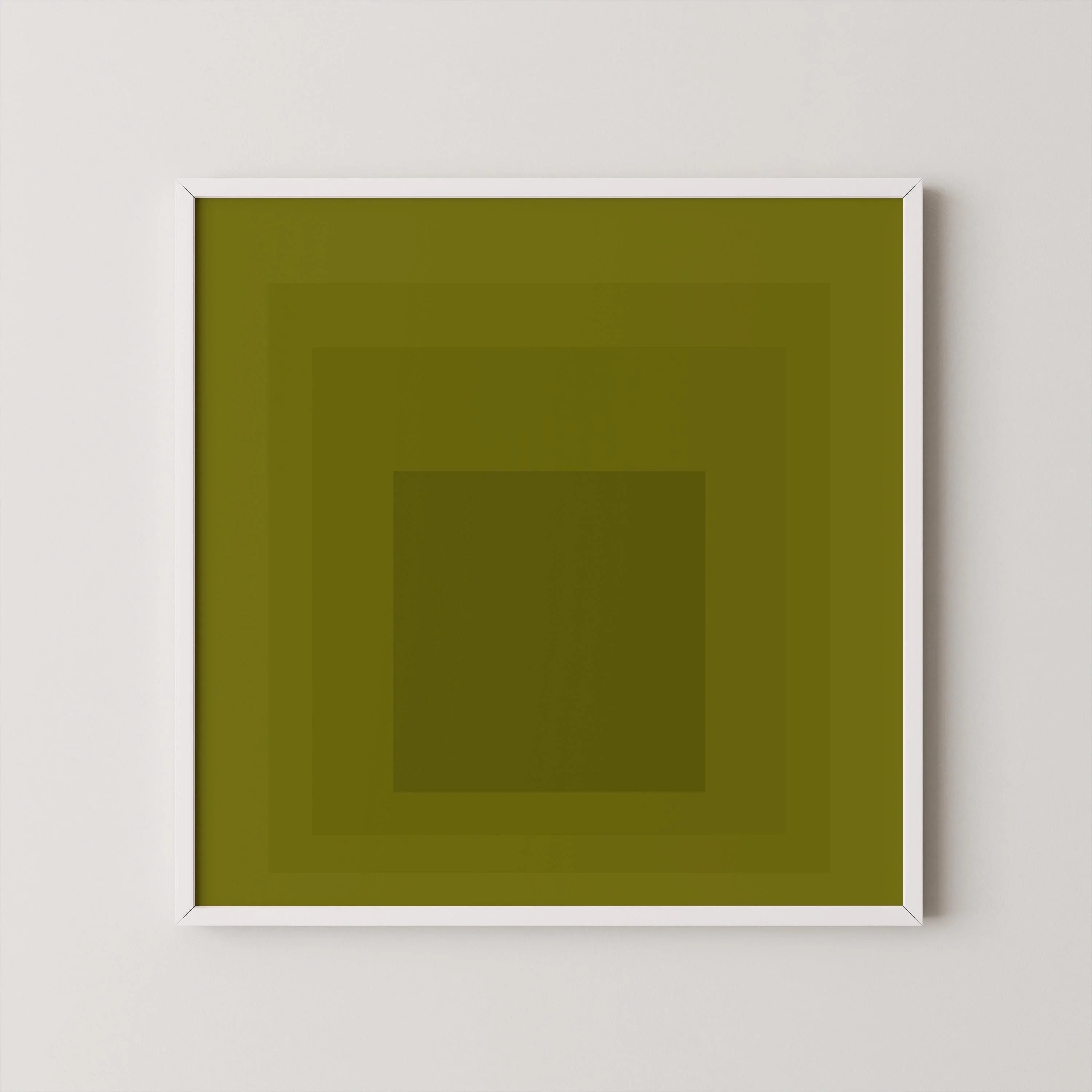 Josef Albers Inspired 'Homage to the Square' Giclee Print Mid-Century Modern Olive Green Art