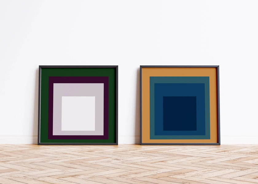 Josef Albers Inspired Homage to the Square Print Set: Mid-Century Modern Art
