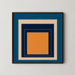 Josef Albers Inspired 'Metro' Giclee Print: Mid-Century Modern Art, Blue & Orange Homage to the Square