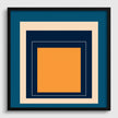 Josef Albers Inspired 'Metro' Giclee Print: Mid-Century Modern Art, Blue & Orange Homage to the Square
