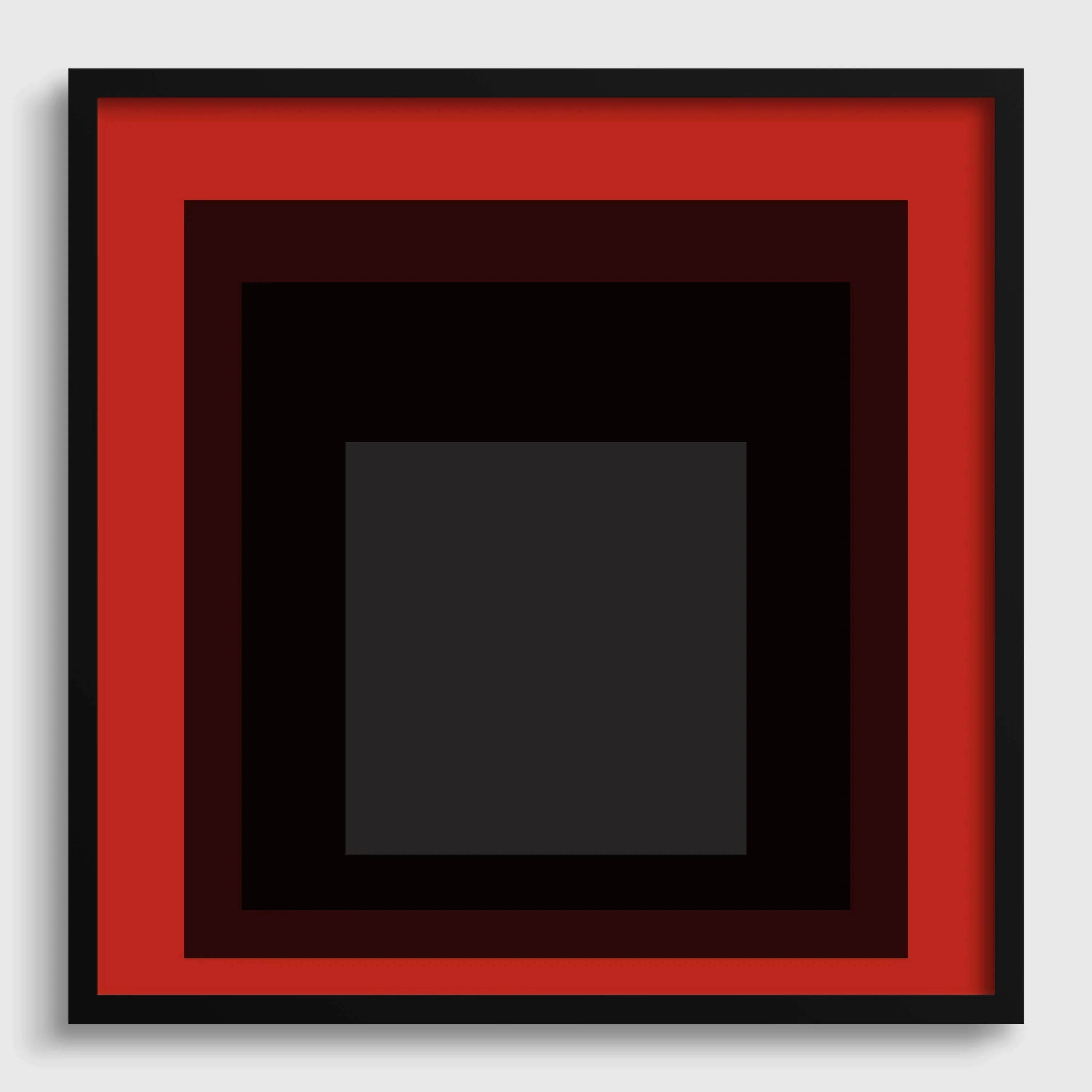 Josef Albers Inspired 'Sly' Giclee Print: Mid-Century Modern Red Square Art (1x1)