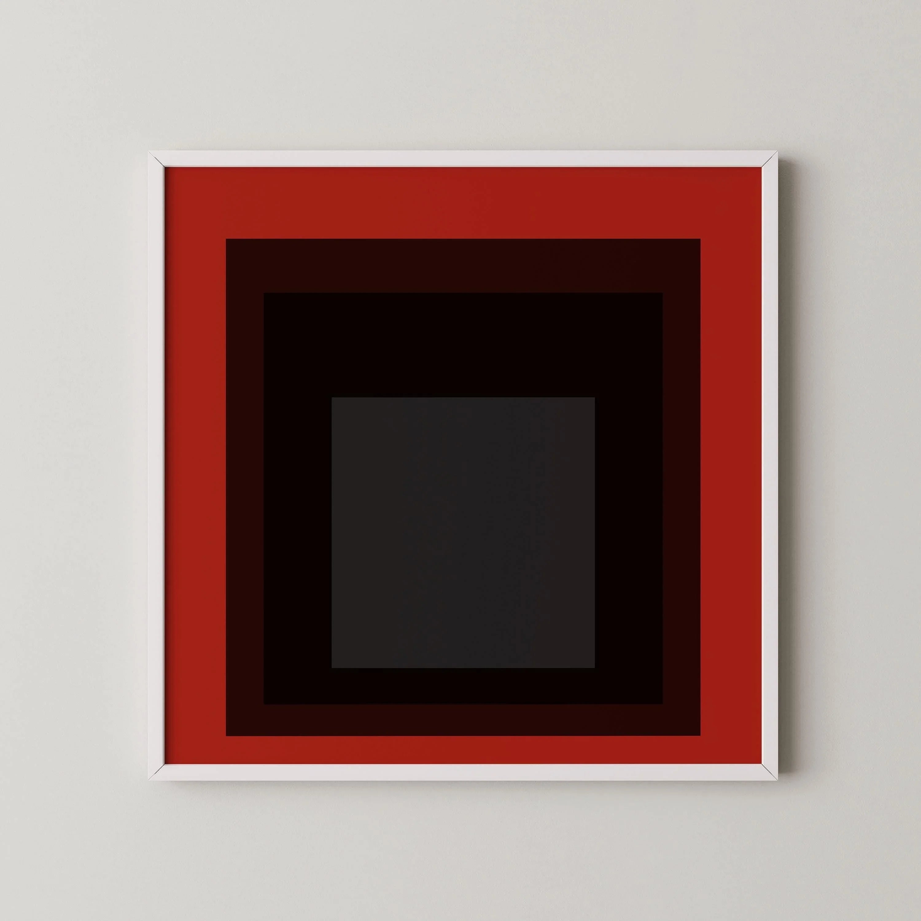 Josef Albers Inspired 'Sly' Giclee Print: Mid-Century Modern Red Square Art (1x1)